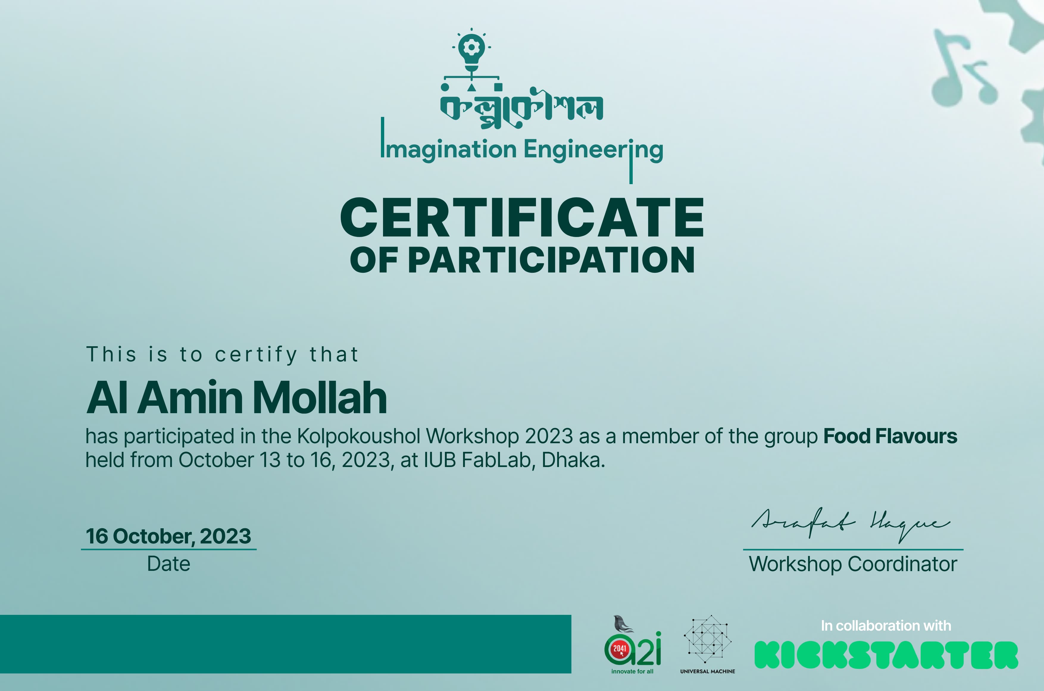 KolpoKoushol Workshop Participant 2023