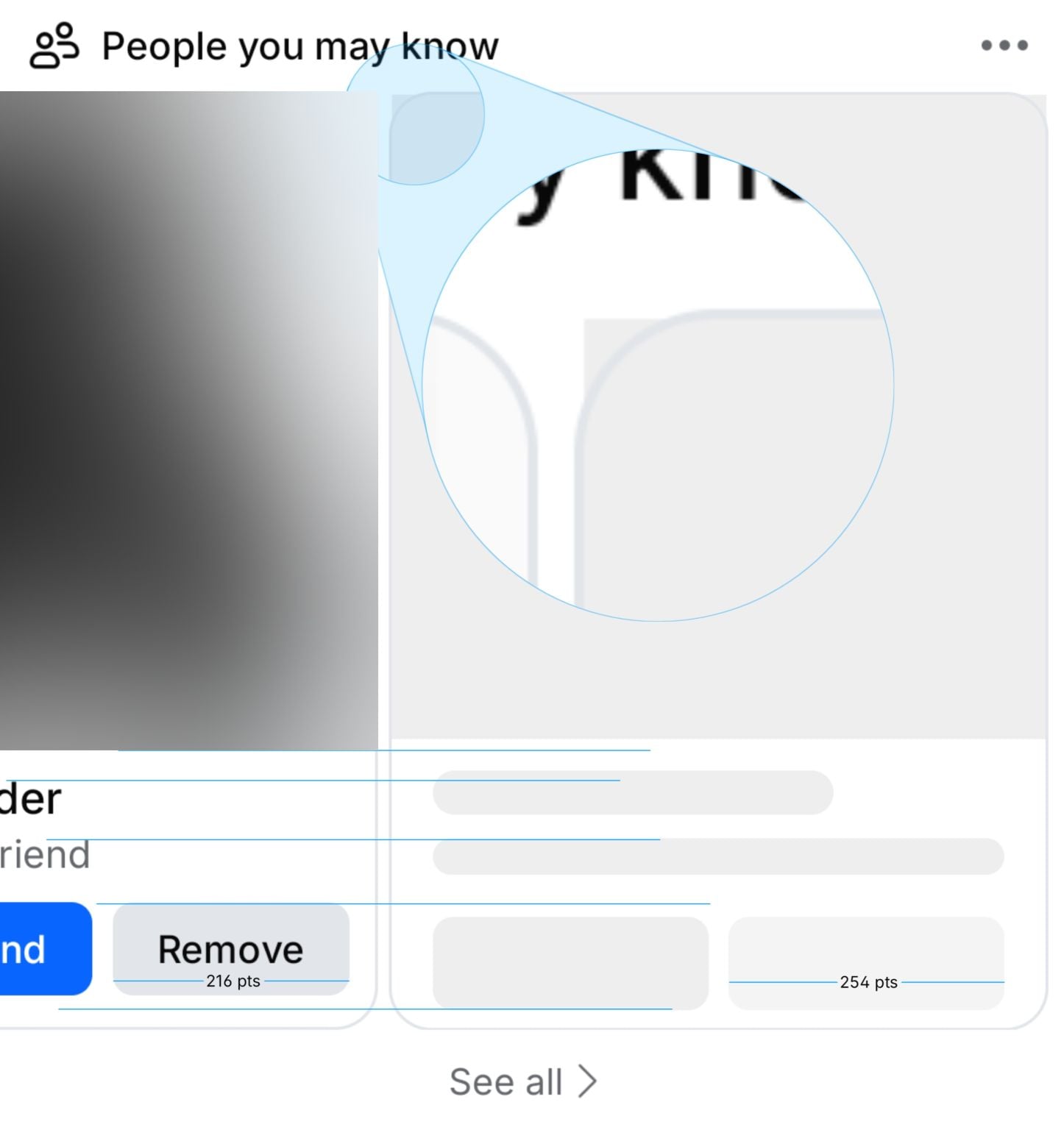 fig: facebook's People you may know loaded card vs skeleton.